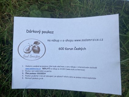 Poukázka v hodnotě 600 Kč