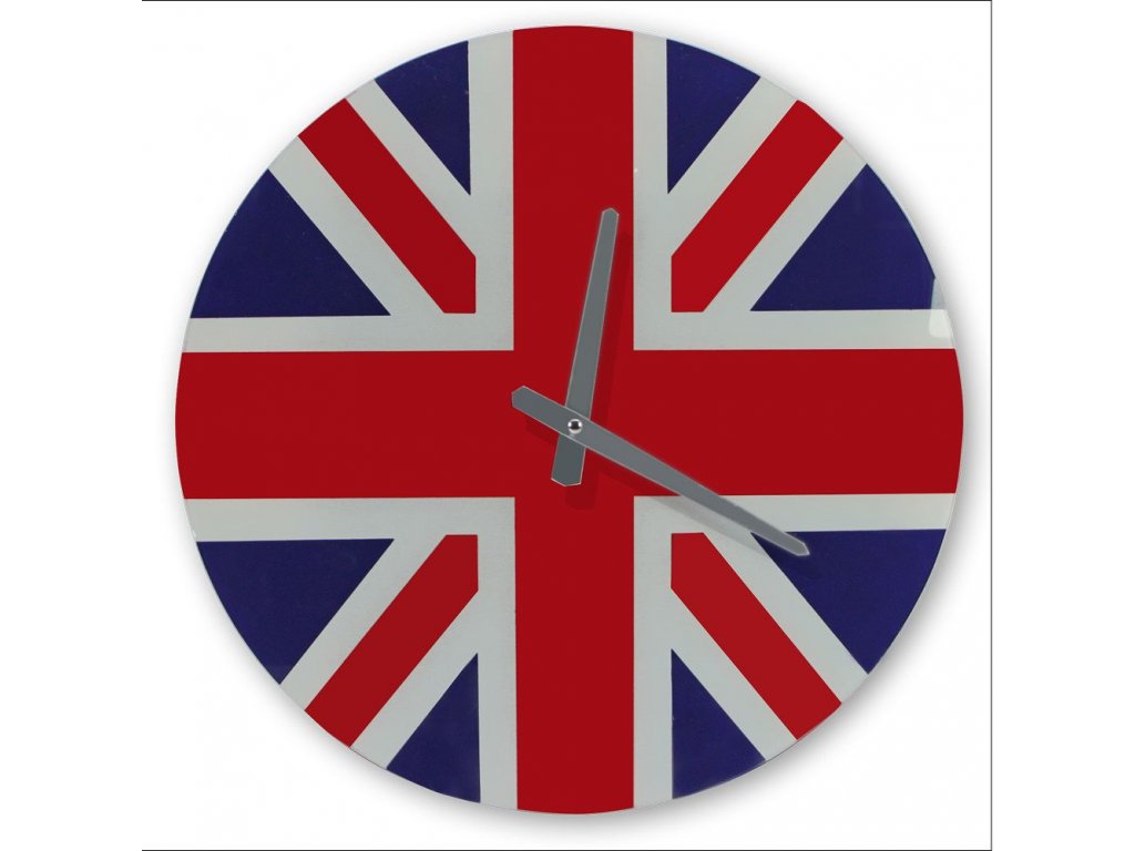 Skleněné nástěnné hodiny "Union Jack"