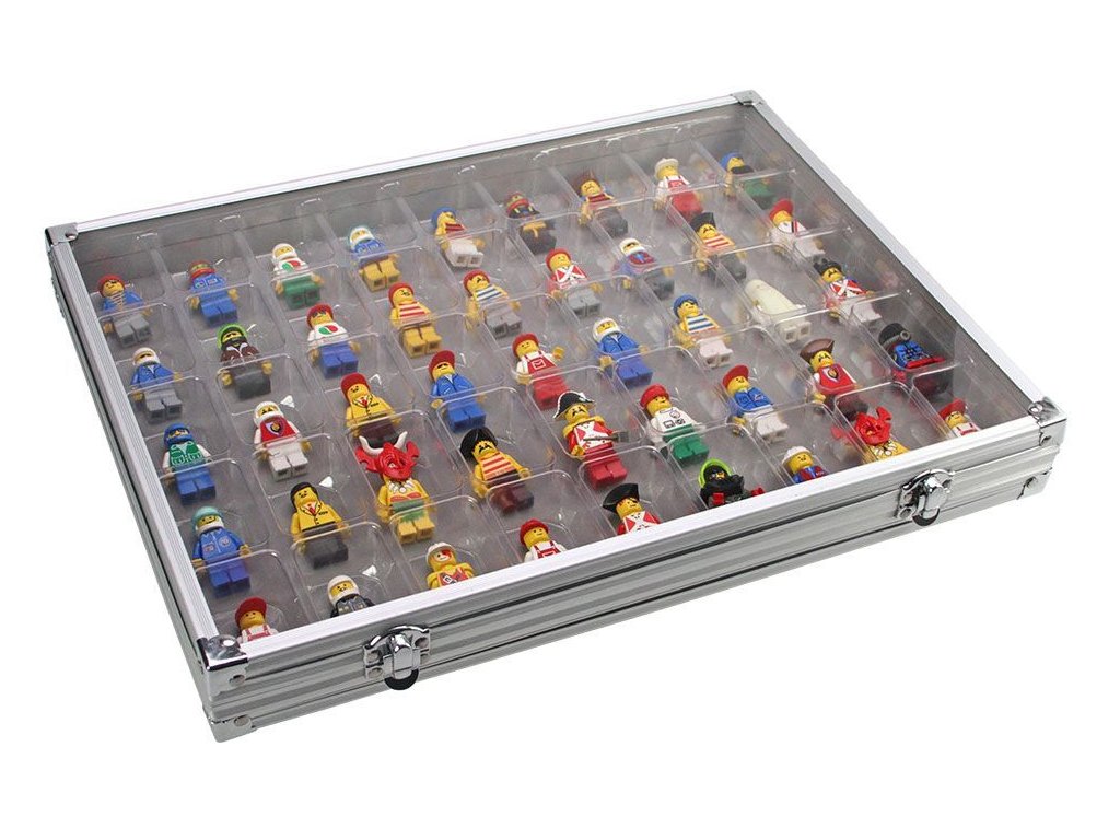Hliníková sběratelská vitrína pro Lego figurky
