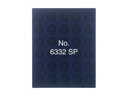 Plato potažené královsky modrým sametem, 30 polí o průměru 32,5 mm, malý formát