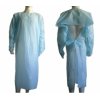 Blue Yellow AAMI Level 3 Disposable CPE prevent isolation Gown With Thumb Up And Open Back proof water and blood