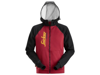 Mikina na zip s logem Snickers Workwear a kapucí červená S Snickers Workwear