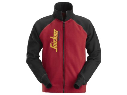 Mikina na zip se svislým logem červená XXXL Snickers Workwear