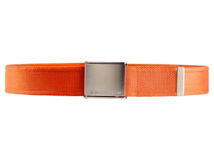 Opasek Canvas oranžový se stříbrnými detaily a přezkou (105 cm)
