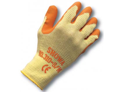 Univerzální pracovní rukavice Showa Grip 310 - oranžová - bezešvý polyester s dlaní povrstvenou protiskluzným latexem - oranžové