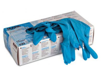 Jednorázové pracovní rukavice Mapa Professionnel Solo Blue 995 - rukavice  na jedno použití  z přírodního latexu,  vnitřek bez prášků