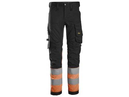 Reflexné nohavice AllroundWork Stretch pracovná trieda 1 čierne/oranžové (Veľkosť 44)