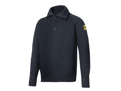 Vlnený sveter s ½ zipsom tmavomodrý (Veľkosť XS)