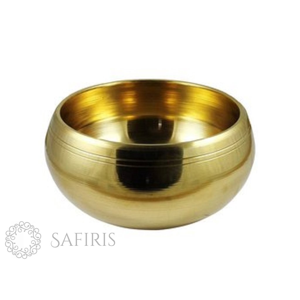 brass tibetan singing bowl with cushion and mallet 250x250