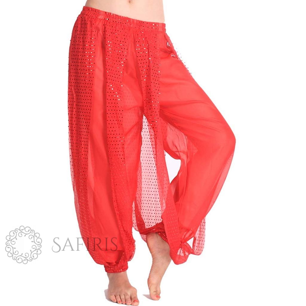 Kalhoty na břišní tance Salima červené