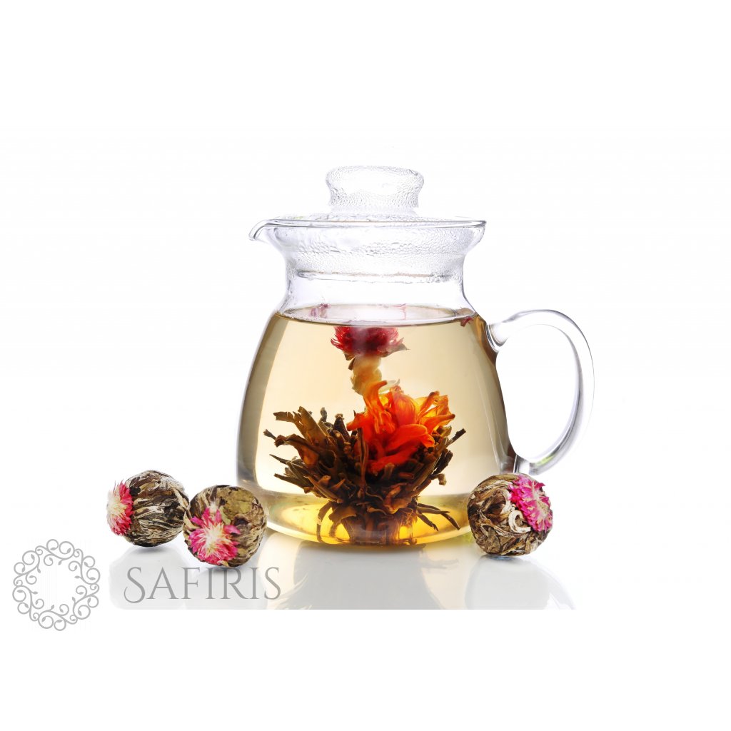Set čajové konvičky Elen + 4 ks kvetoucího čaje