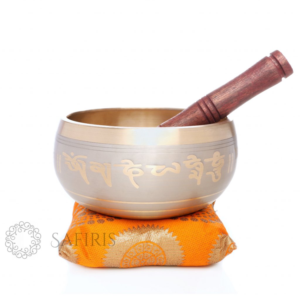 Tibetská miska s polštářkem šedá 17 cm