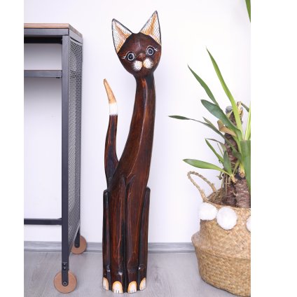 Dřevěná socha kočky Luis 80 cm