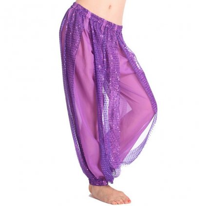 Kalhoty na břišní tance Salima fialové