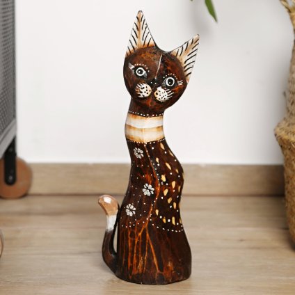Dřevěná socha kočky Susane 31 cm
