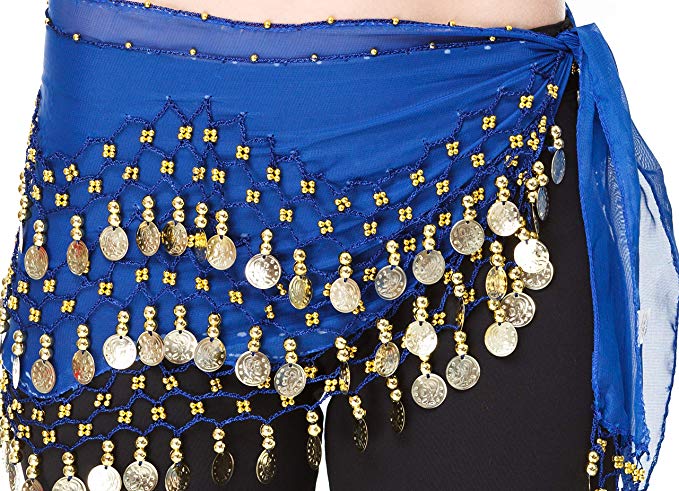 Šátek na břišní tance Zafira modrý zlatá