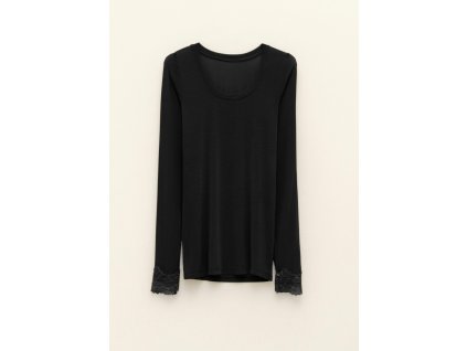 Viskózové tričko s dlhým rukávom a krajkou