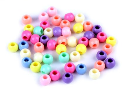 Plastové korálky s velkým průvlekem 8x10 mm pastelový mix