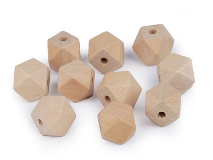 Dřevěné korálky nelakované 15x15 mm (Varianta přírodní, Balení 10 ks)