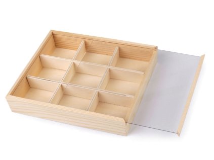 Dřevěný box / organizér s posuvným víkem (Varianta přírodní sv., Balení 1 ks)