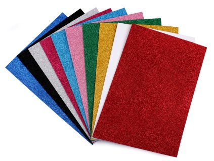 Samolepicí pěnová guma Moosgummi s glitry 20x30 cm - 2ks
