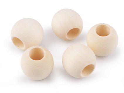 Dřevěné korálky nelakované Ø25 mm - 5ks