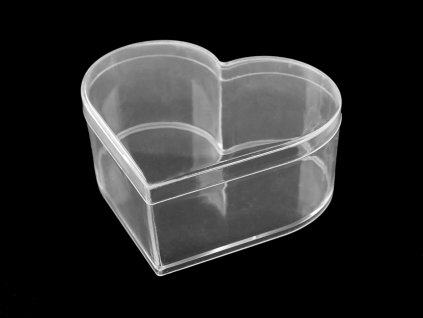 Plastová krabička / box s víkem srdce 9,5x11x4,5 cm (Varianta transparent, Balení 1 ks)