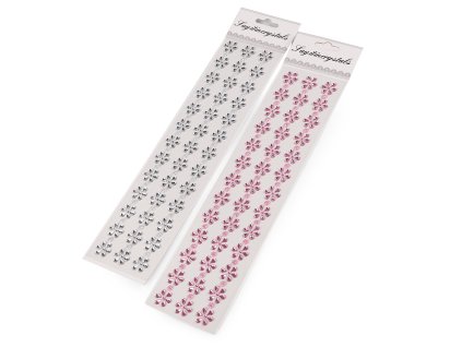 Samolepicí květy na lepicím proužku (Varianta 2 růžová sv., Balení 1 karta)