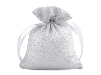 Dárkový pytlík třpytivý 10x13 cm organza (Varianta 1 stříbrná světlá, Balení 10 ks)