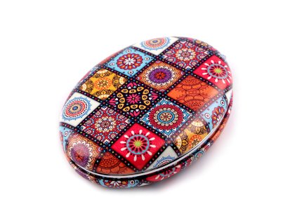 Kosmetické zrcátko mandala (Varianta 2 červená světlá, Balení 1 ks)