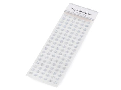Samolepicí ozdoby na lepicím proužku AB Ø10 mm (Varianta crystal AB, Balení 12 karta)