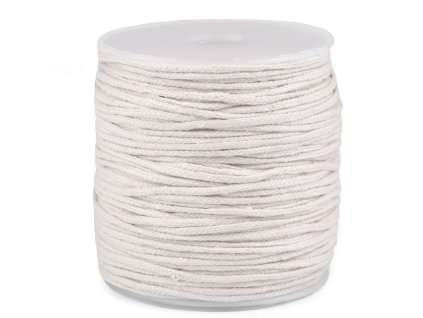 Oděvní šňůra / bavlněná příze / knot Ø2 mm splétaná (Varianta režná světlá, Balení 10 m)