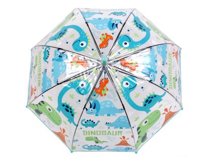 Dětský průhledný vystřelovací deštník dinosaurus (Varianta tyrkys, Balení 1 ks)