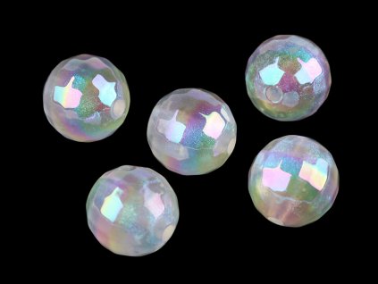 Výprodej - Plastové korálky s AB efektem Ø16 mm - transparent, 5ks