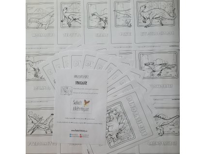 Výprodej - Dinosauři s názvy - omalovánky - TISK + dárek miniomalovánky!