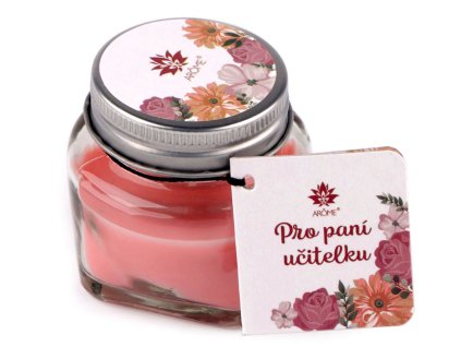 Výprodej - Malá vonná svíčka ve skle s jmenovkou 28 g - pro paní učitelku