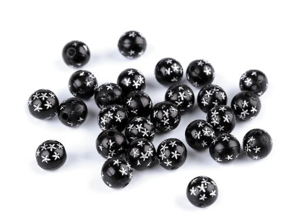 Plastové korálky s hvězdičkami Ø8 mm (Varianta 2 černá, Balení 20 g)