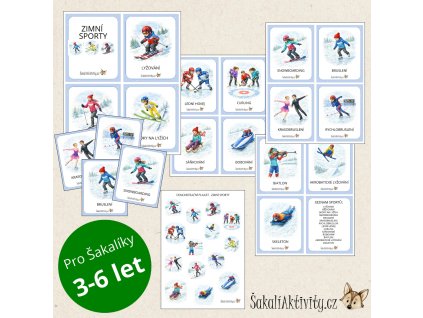 Zimní sporty - kreslené - demonstrační karty