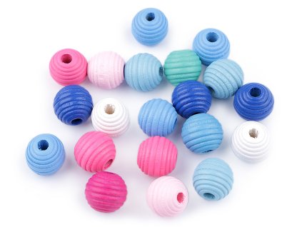 Dřevěné korálky s vroubky Ø13 mm (Varianta 1 mix barev, Balení 20 ks)