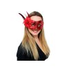 Karnevalová maska - škraboška s peřím (Varianta 1 červená, Balení 1 ks)