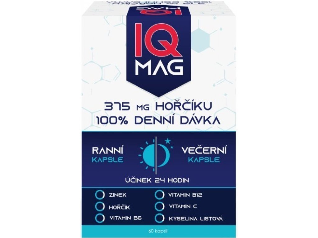 NaturProdukt IQ MAG Horčík 375 mg ranné a večerné 60 kapsúl