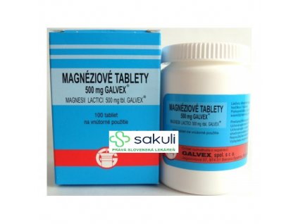 Magnesii Lactici 500 mg tbl. Galvex, Magnéziové tablety 500 mg Galvex tbl.100 x 0,5 g
