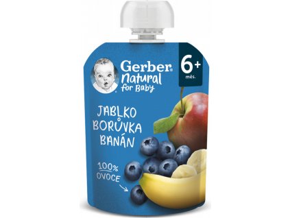 Gerber Natural Kapsička Jablko čučoriedka a banán ovocná desiata 90 g