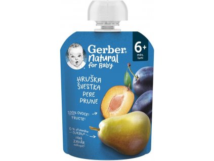 Gerber Natural Kapsička Hruška a slivka ovocná desiata 90 g