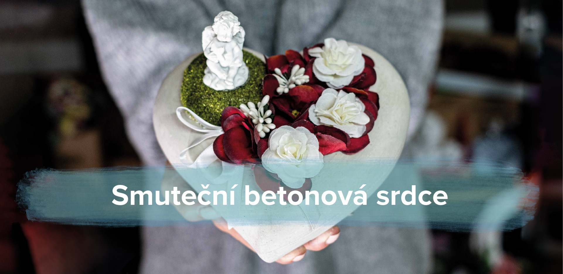 Smuteční betonová srdce na hrob - Salemi dekor