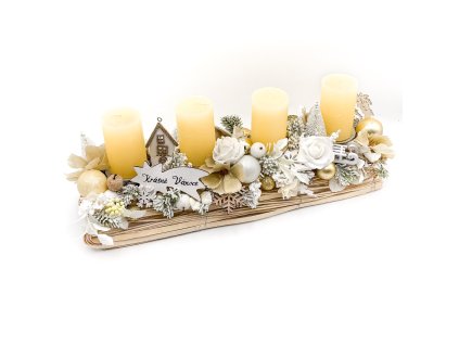 Adventní svícen se žlutými svíčkami s kometou