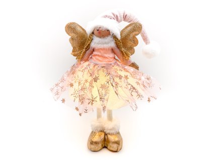 Svítící andělka - stojící LED růžová