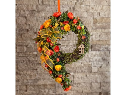 Mechový proutěný věnec na dveře