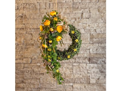 Mechový proutěný věnec na dveře