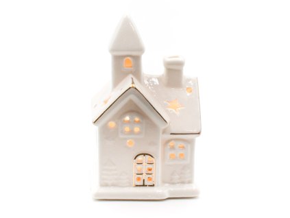 Keramický svítící domeček - bílý